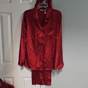 Adonna Red Satin Pajama Set